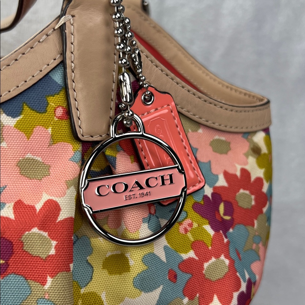 Coach 2013 Multicolor Floral Shoulder Bag with Green Bow - Picture 2 of 9